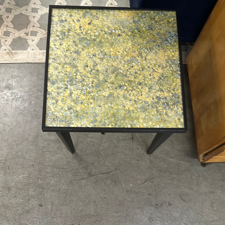 MCM low Table with glass art
