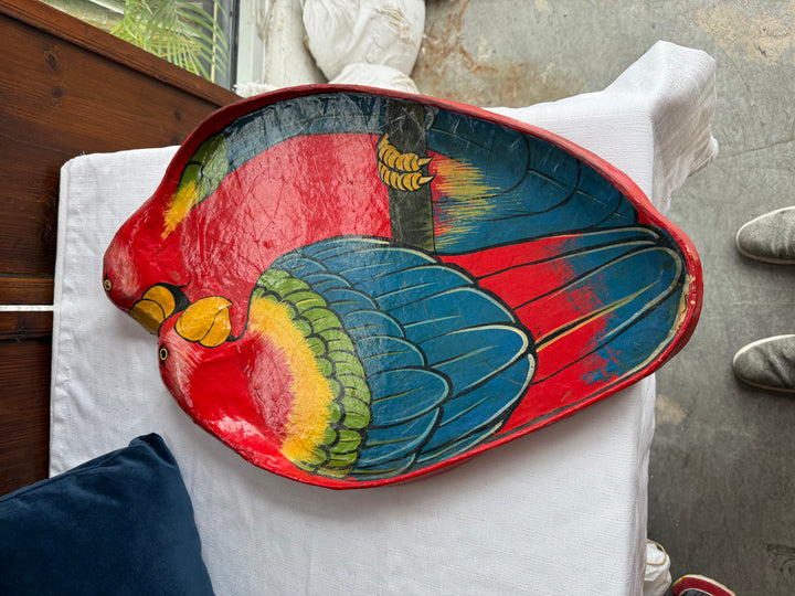 Vintage lacquered parrot tray