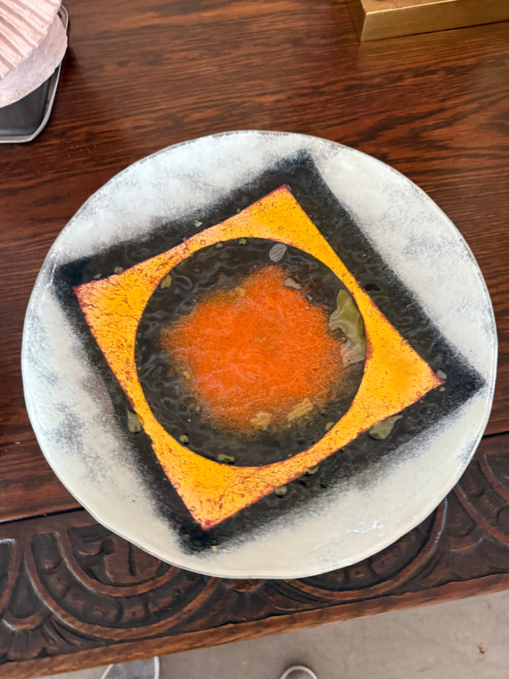 Fused glass modern platter