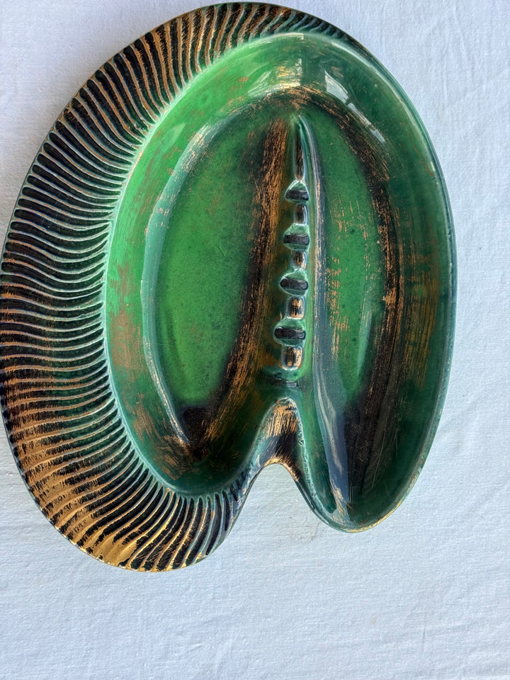 Vintage green gold lg ashtray