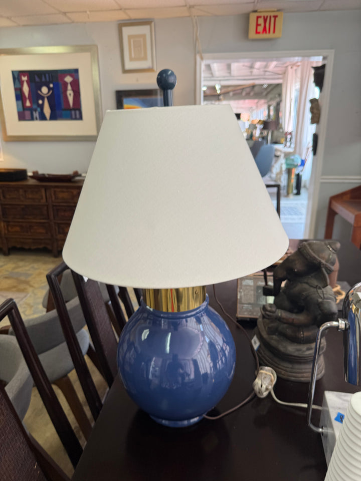 High gloss blue brass lamp