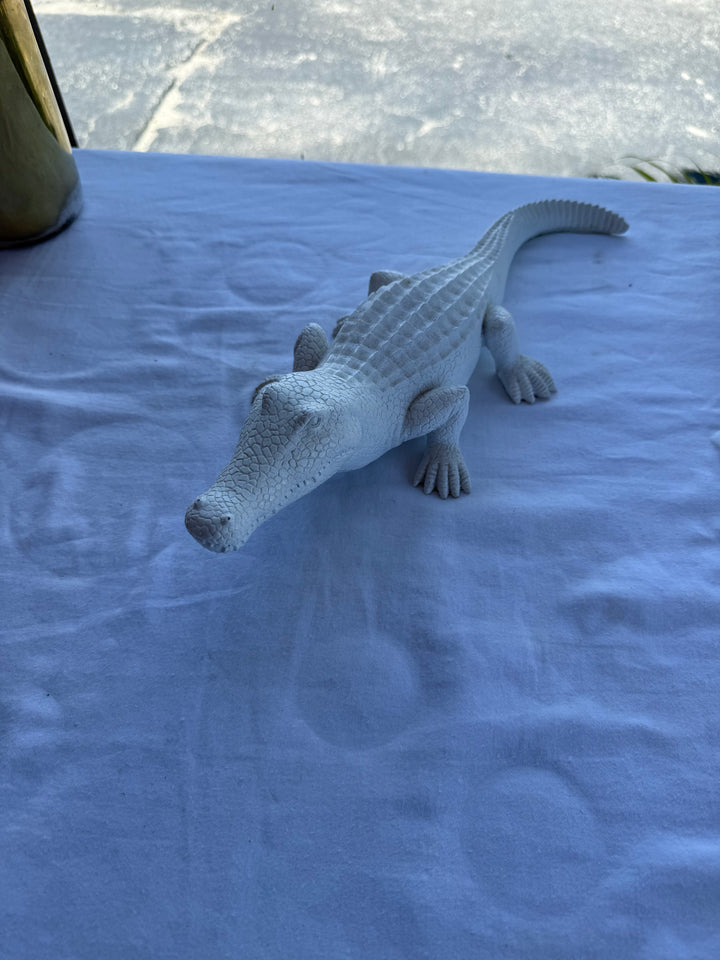White alligator sculpture