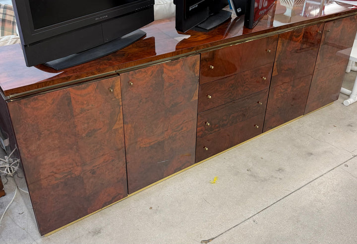 Willy Rizzo style burlwood long credenza