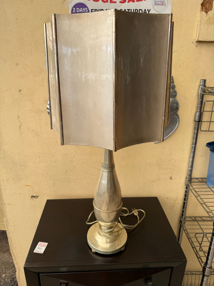 Vintage silver table lamp with silver metal shade