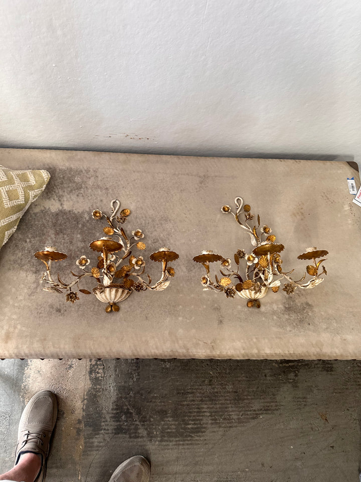 Pr Gilt candle sconces