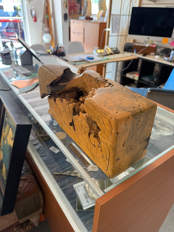 Carved Burl wood puzzle box
