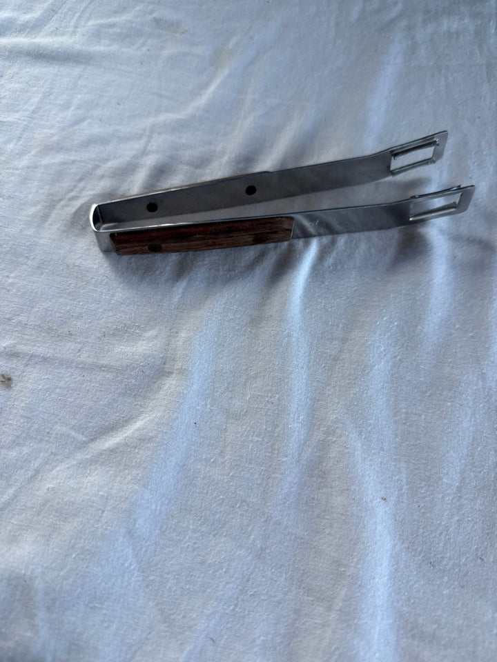 Vintage wood steel tongs