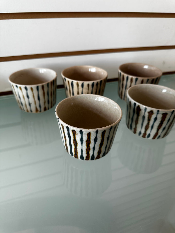 Set/5 stripe pottery cups