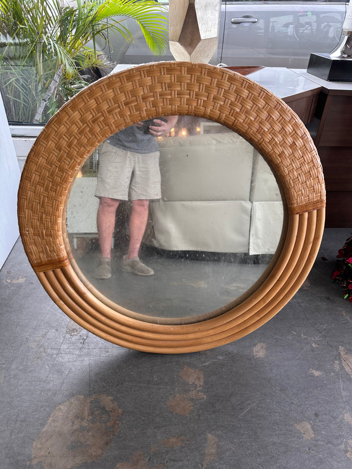 Rattan and wicker mirror