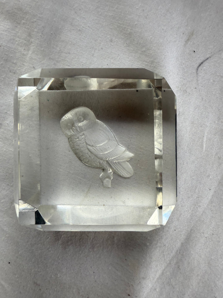 Crystal cut Owl paperweight