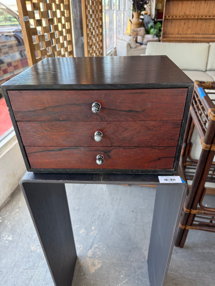 Harvey Probber Ebonized and walnut drawer desk top organizer