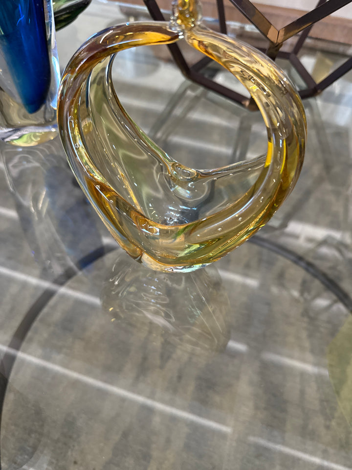 Czech handle crystal bowl