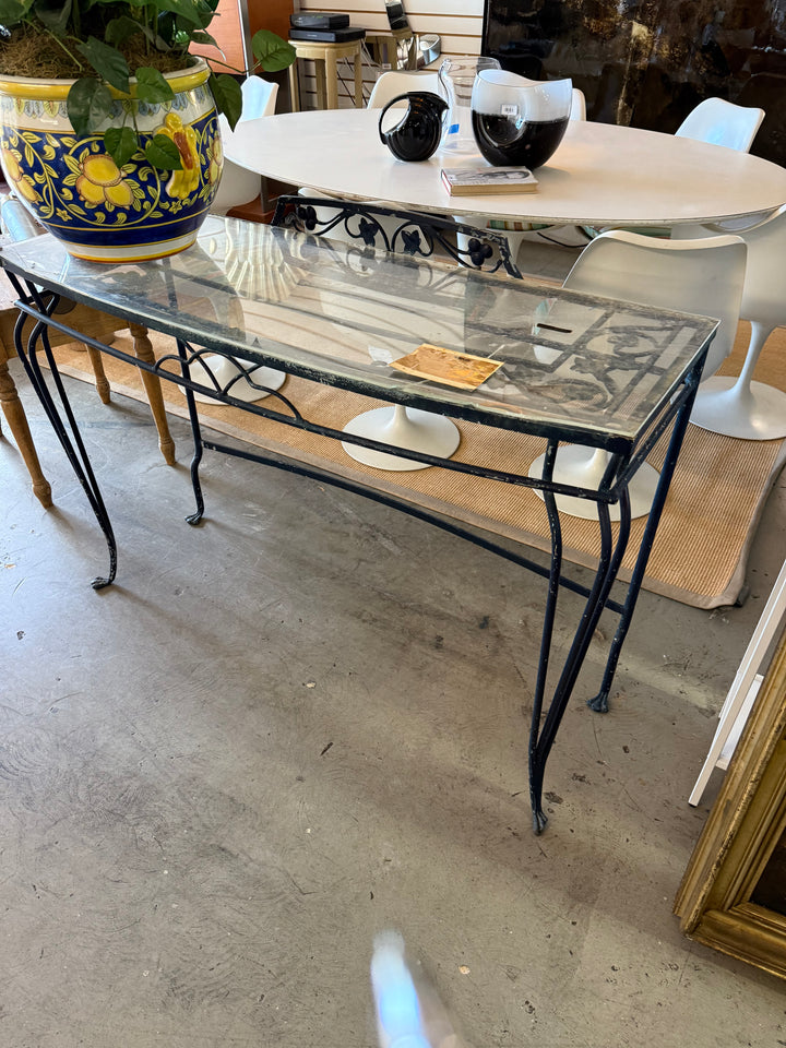 Vintage iron patio console