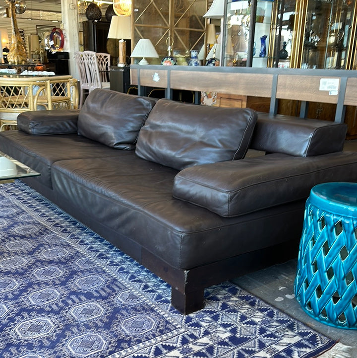 Modern brown leather sofa