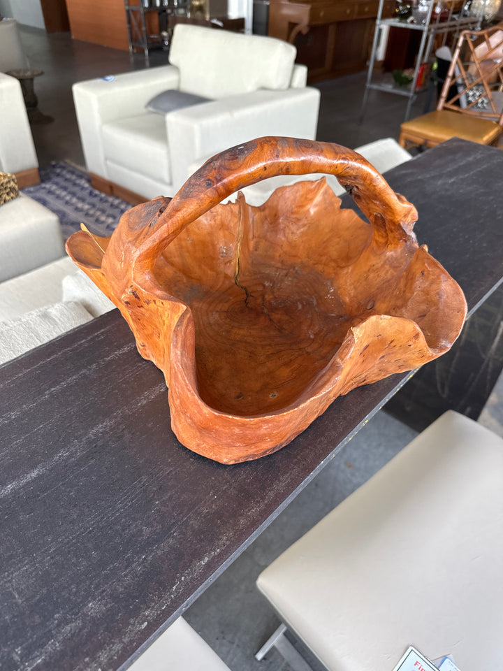 Rustic carved wood basket
