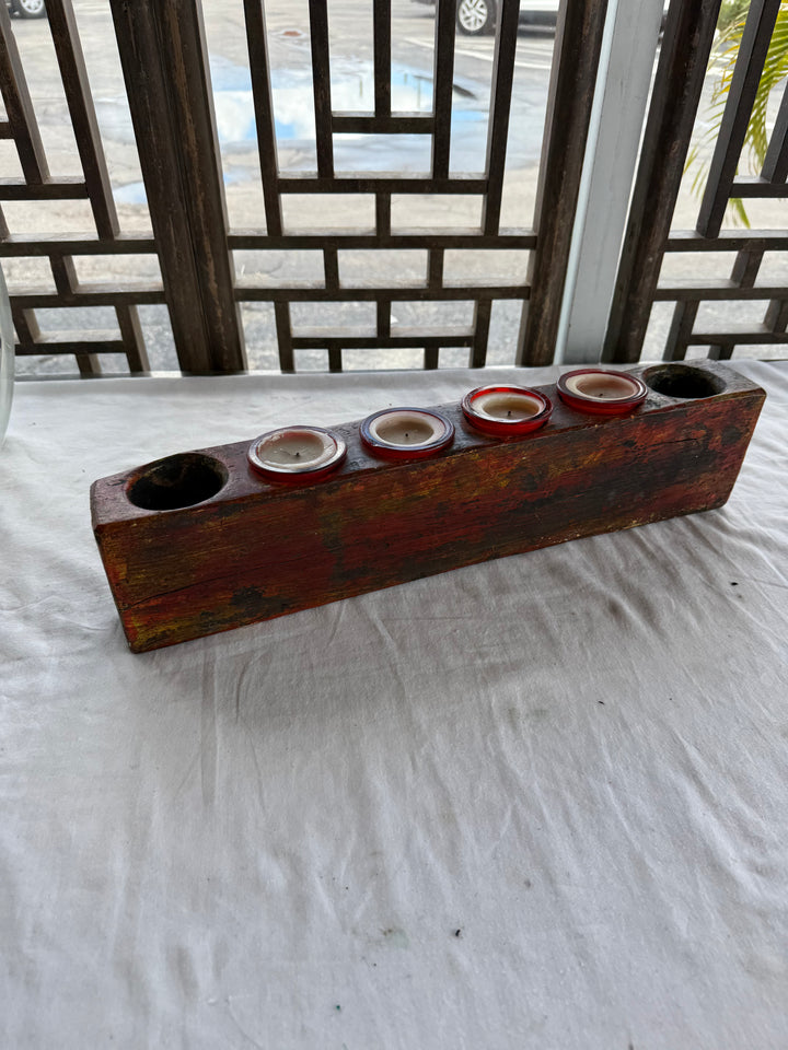 Primitive wood candle block
