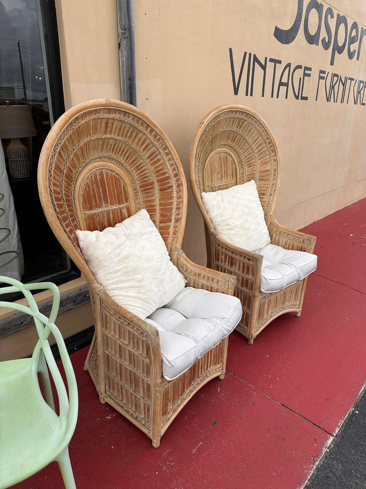 Pr Rattan arm chairs