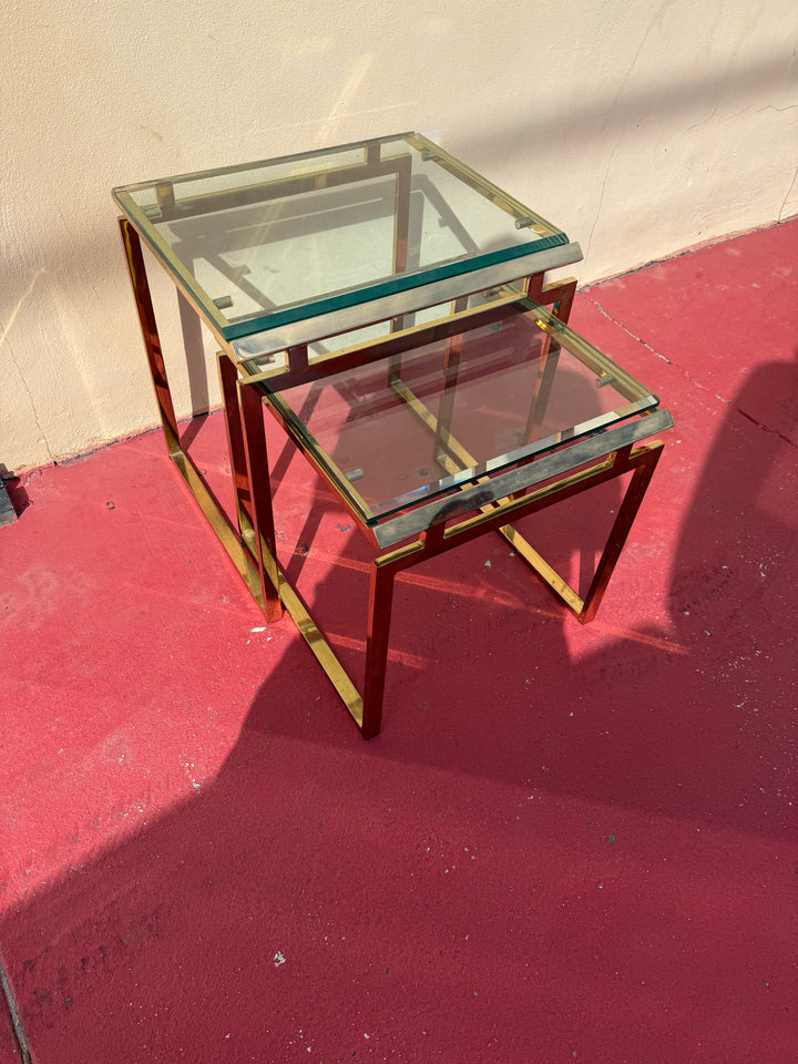 2pc Brass nesting tables