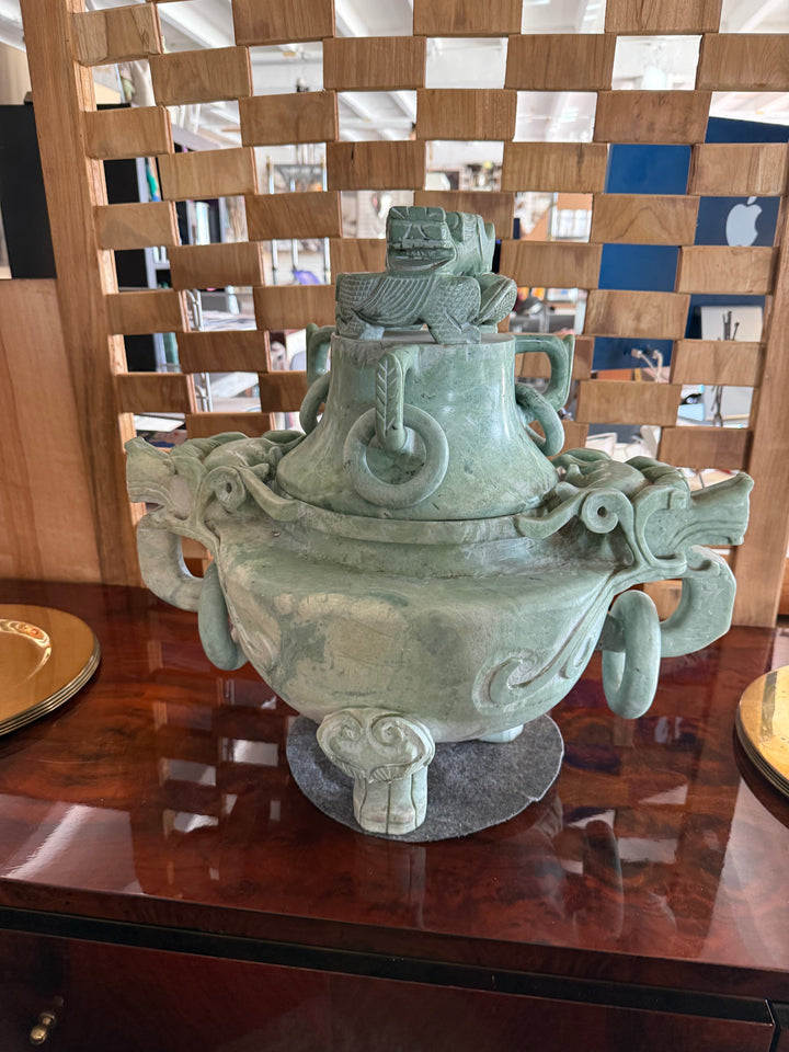 Large Chinese Qing Dynasty Censer  carved in Soapstone