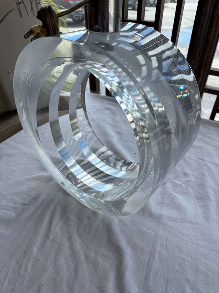 Lucite and silver band table lamp As Is
