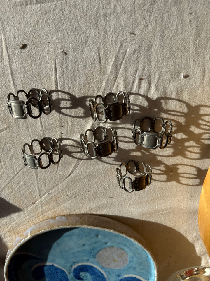 Set/6 Italian Pewter chain napkin rings