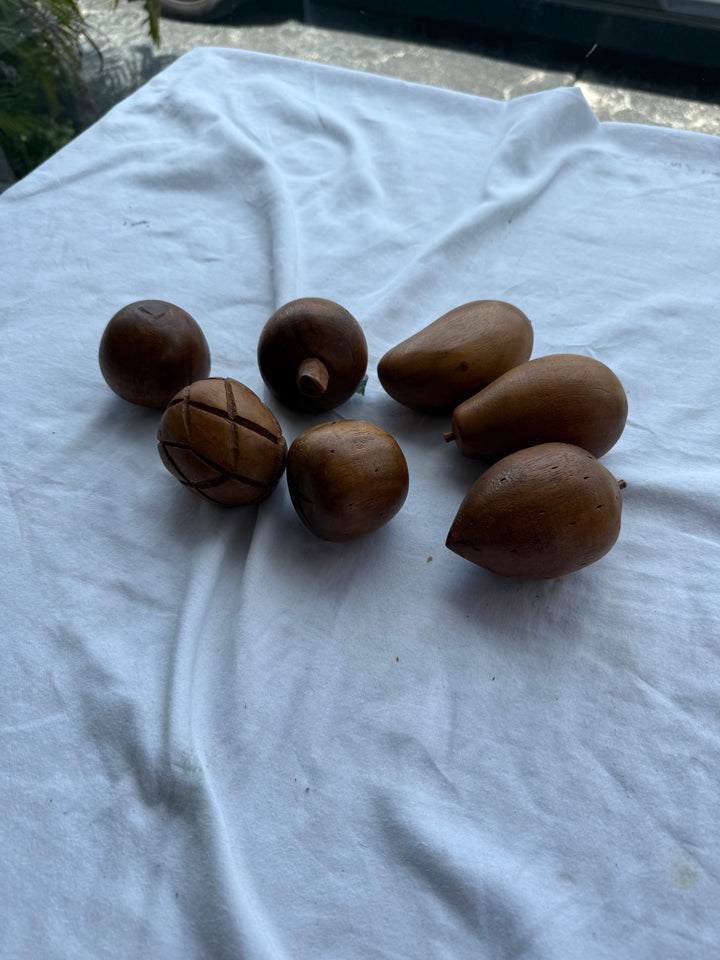 Set/7 wood fruits