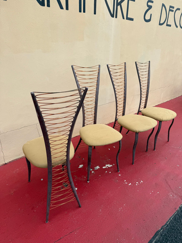 Set/4 retro metal dining chairs