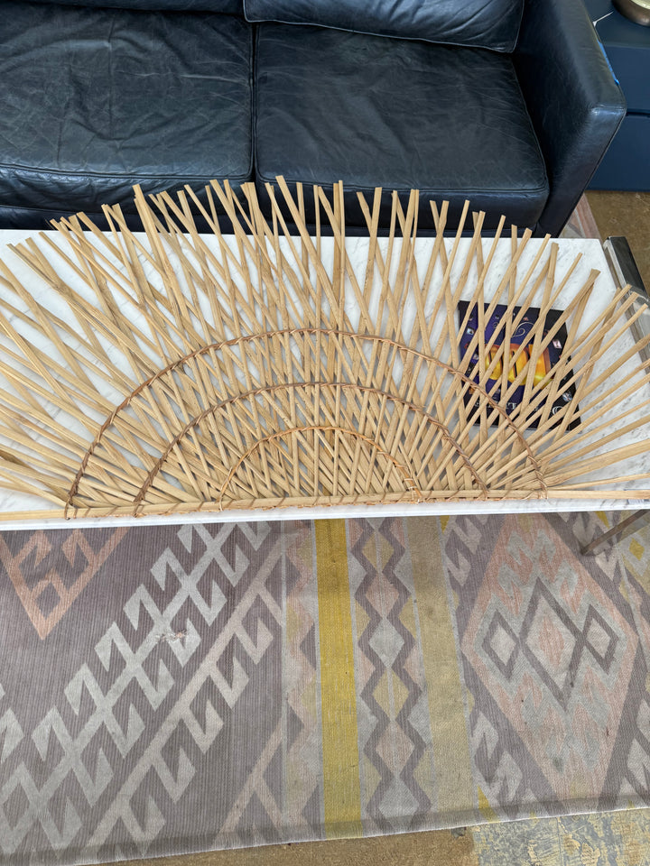 Large split rattan fan shape wall decor