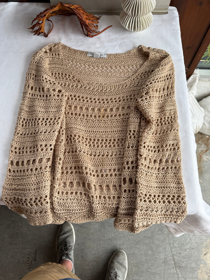 Gold open weave shirt as is