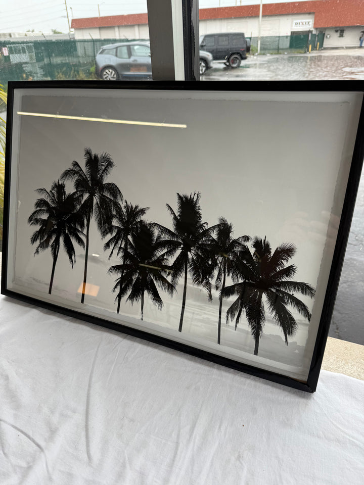 B/W palm print on paper framed