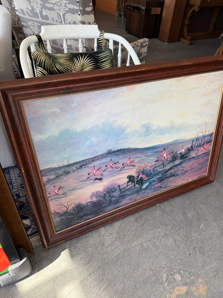 Lg English Fox hunt print on canvas