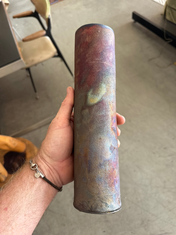 Raku wall vase signed
