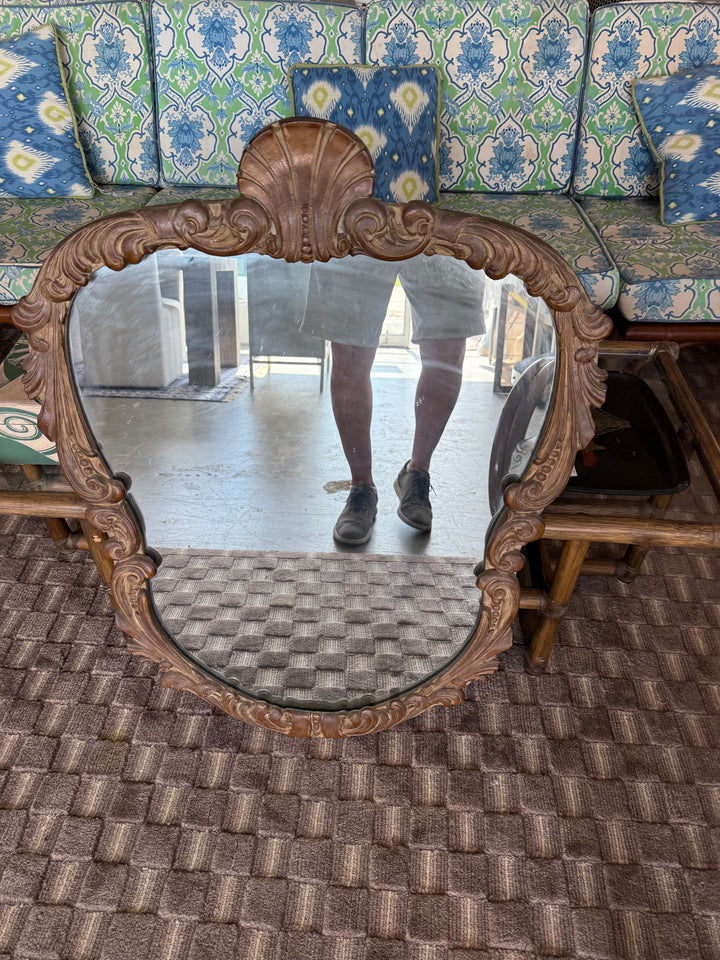 1950’s era Shell motif wood mirror