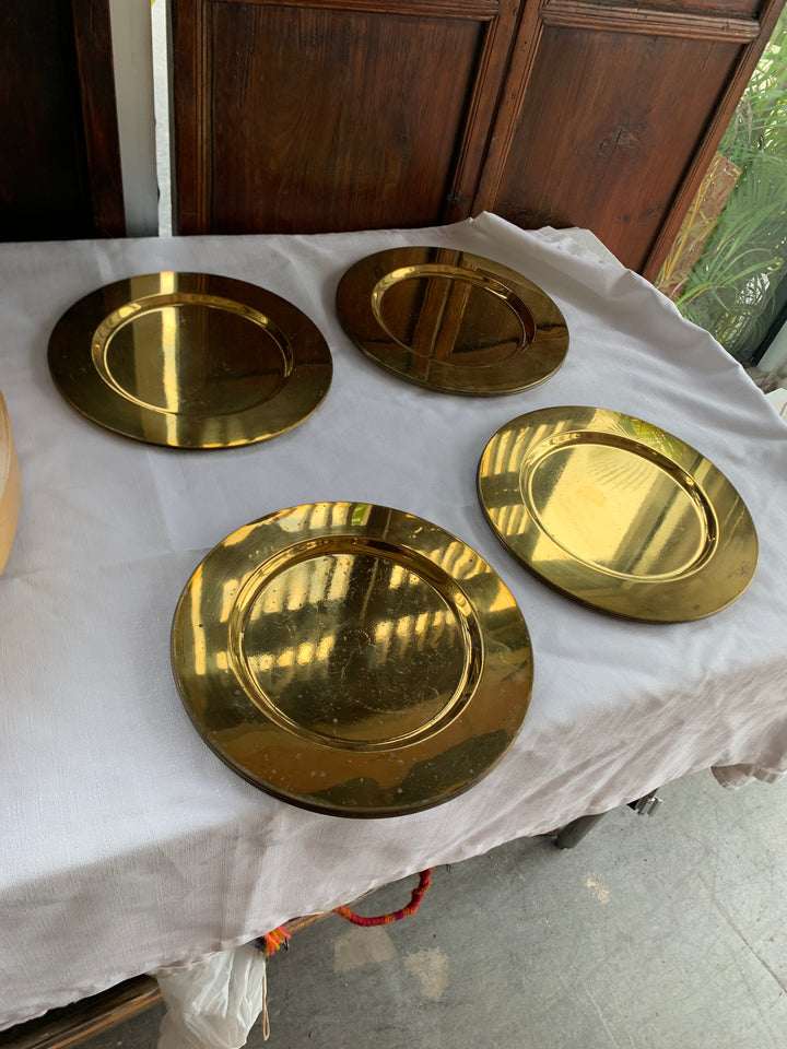 Set/12 vintage brass chargers