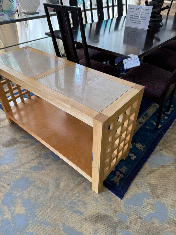 Blonde tile foyer table