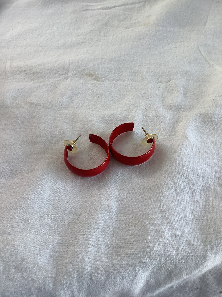 Red Hoop Earrings