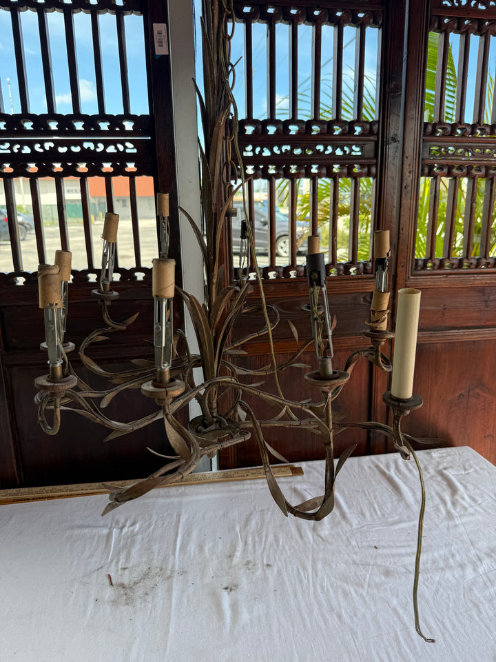 Brass Laurel leaf chandelier