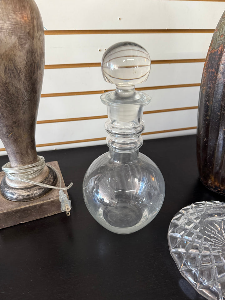Clear glass decanter