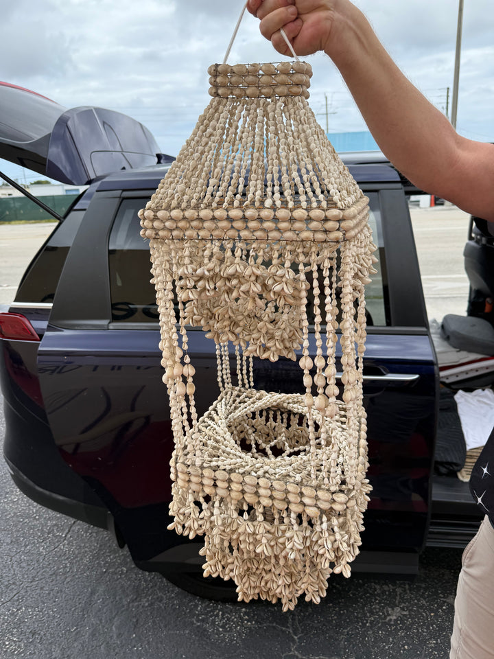 Lg Boho Sea shell hanging macrame