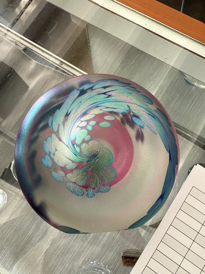 Signed glass disc art