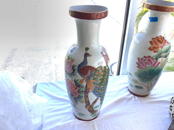 White Peacock vase.