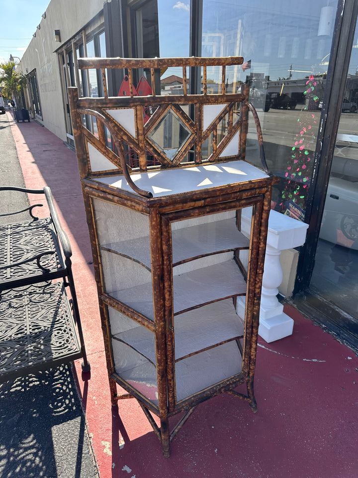 Antique burnt bamboo cabinet