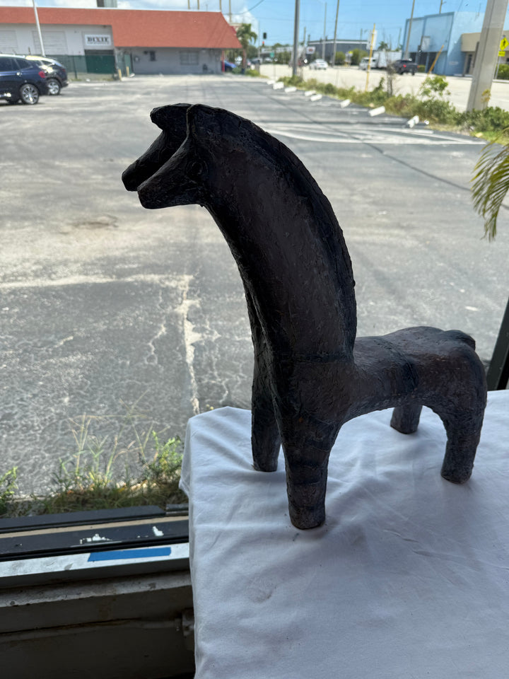 Double head horse sculpture