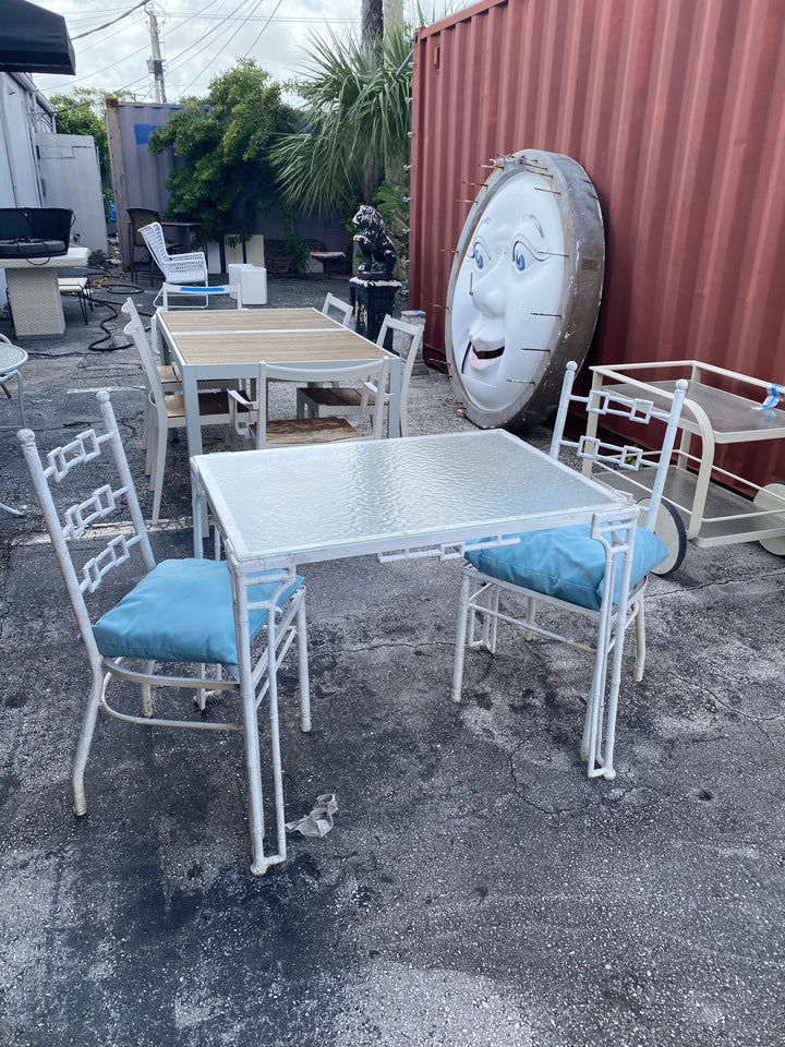 Metal Faux Bamboo Table & 2 Chairs