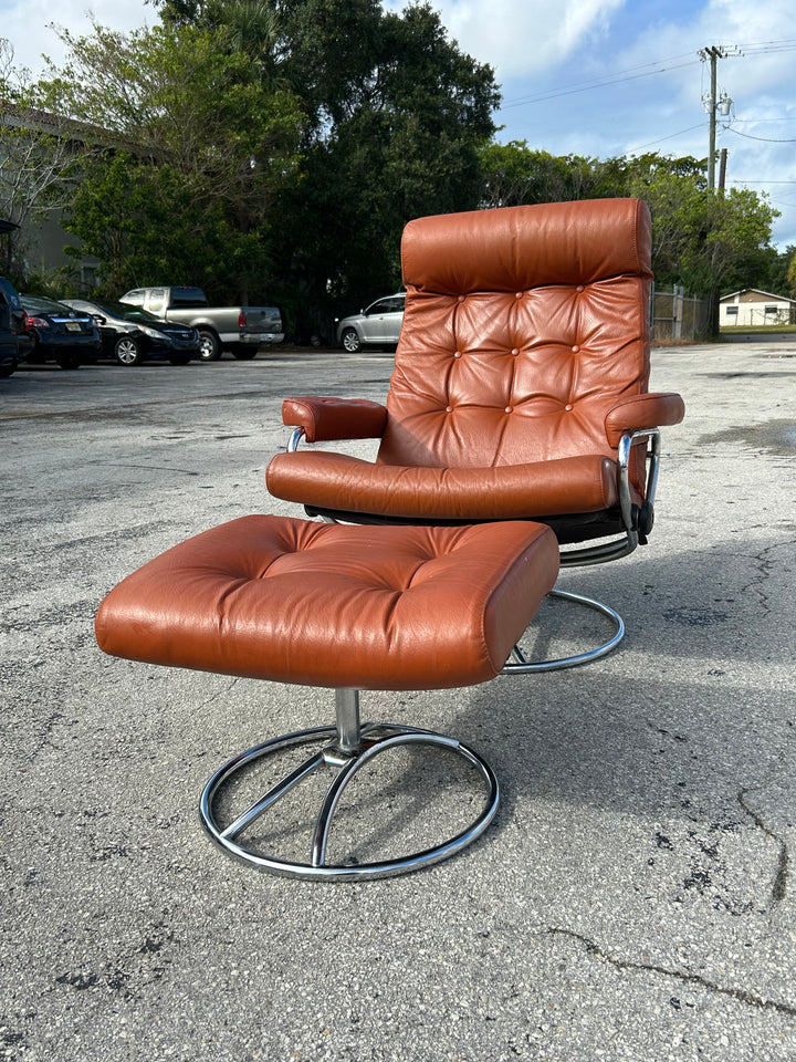 Leather Chair and Ottoman Ekornes tagged