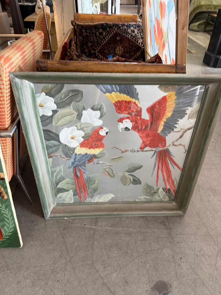 Pr Parrots in silver background