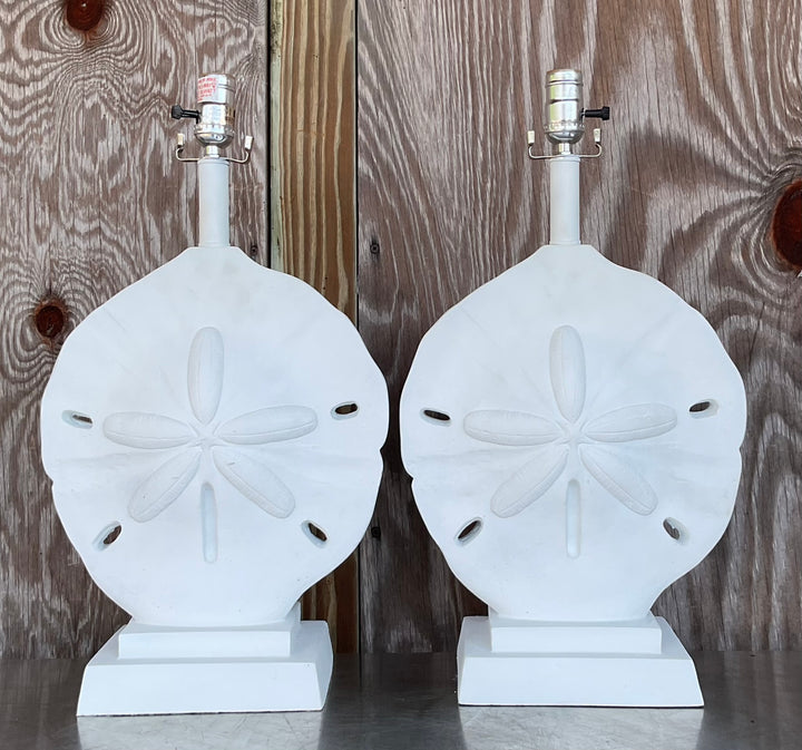 Pair of sand dollar lamps