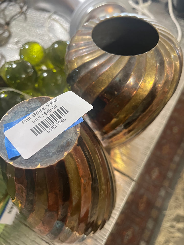 Pair Brass Vases