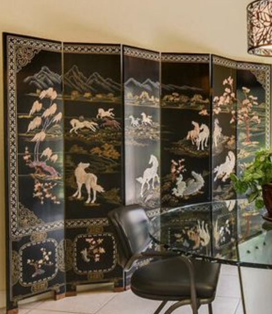 8 panel Asian Screen Horse motif