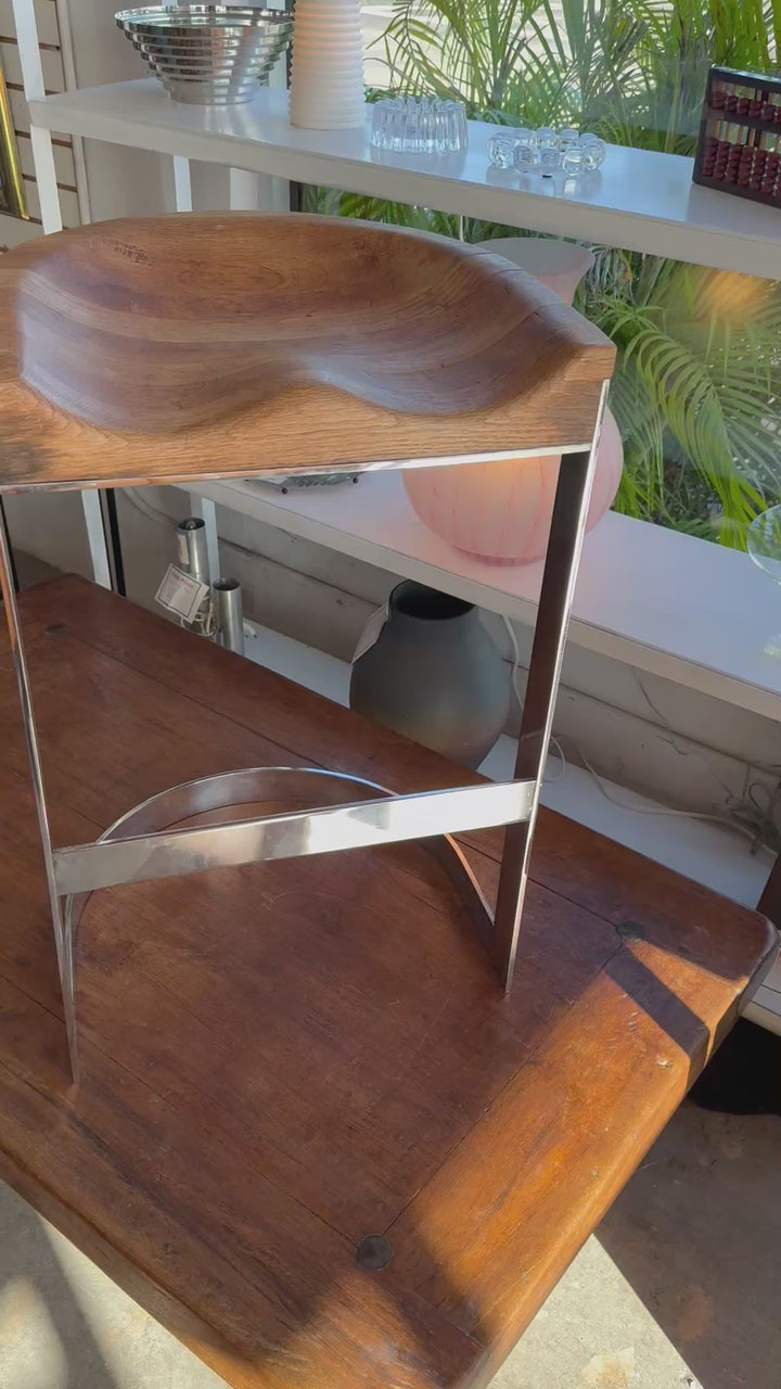 Warren Bacon Stool MCM saddle seat w/ chrome base